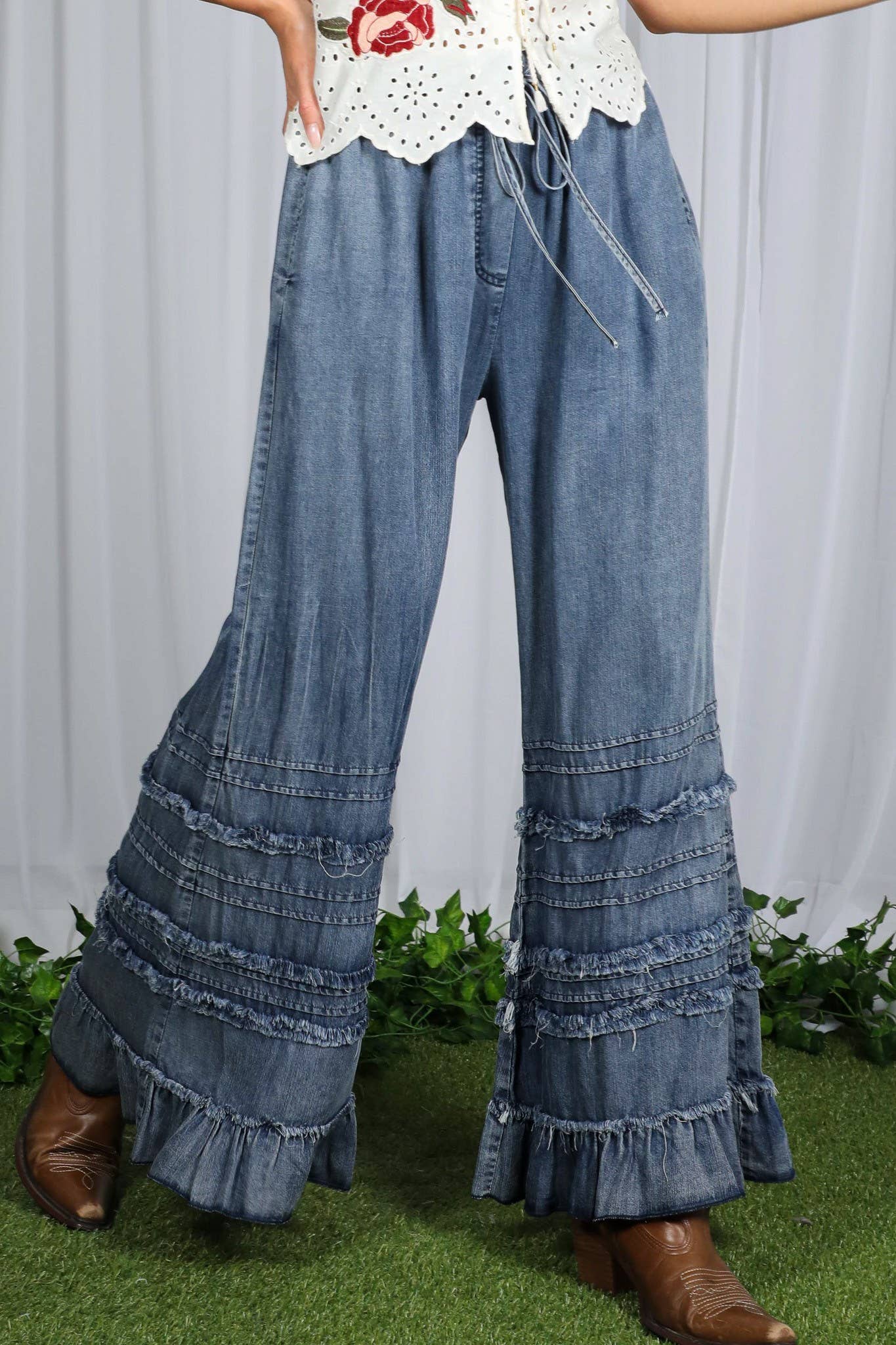 Flared Ruffle Denim