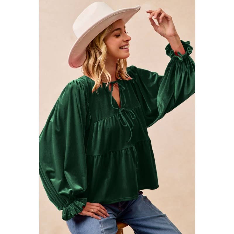 Hunter Velvet Bow Tie Top