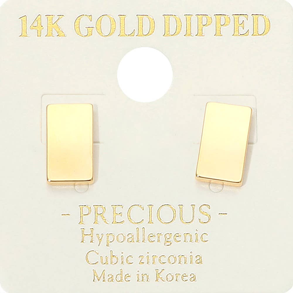 Gold Small Rectangular Stud