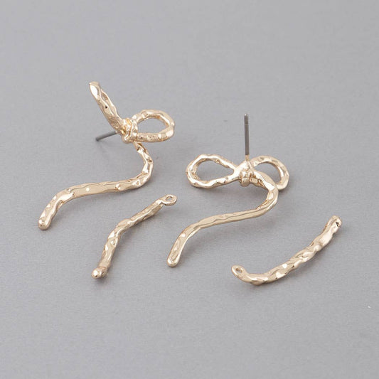 Gold Hammered Ribbon Earrings