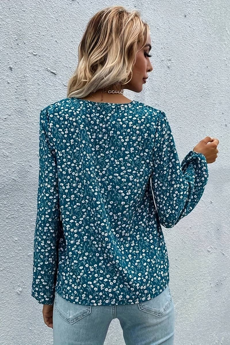 Blue Floral Long Sleeved