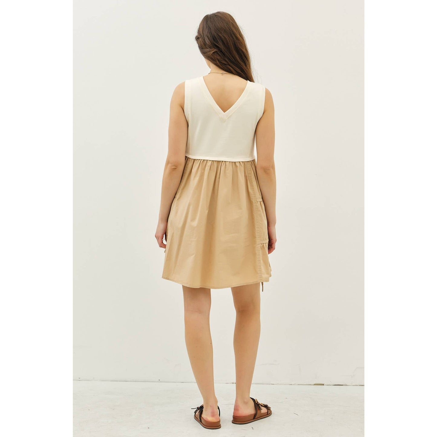 Cream & Latte Ruffled Bow Dress