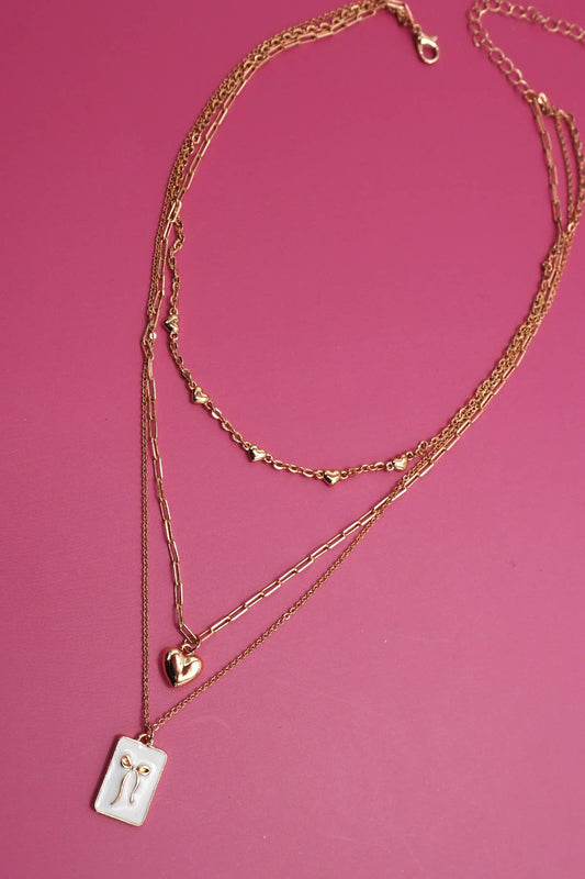Square Bow Charm Necklace