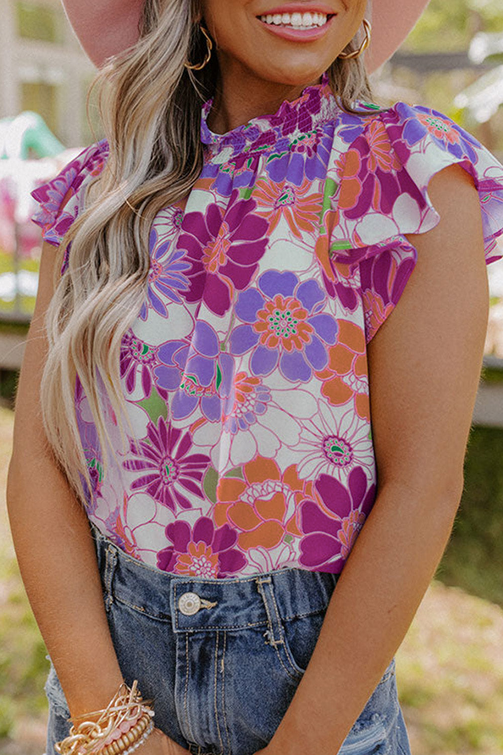 Purple Multicolor Floral Top