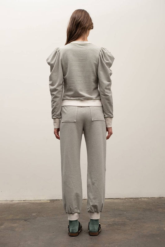 Olive Striped Contrast Set