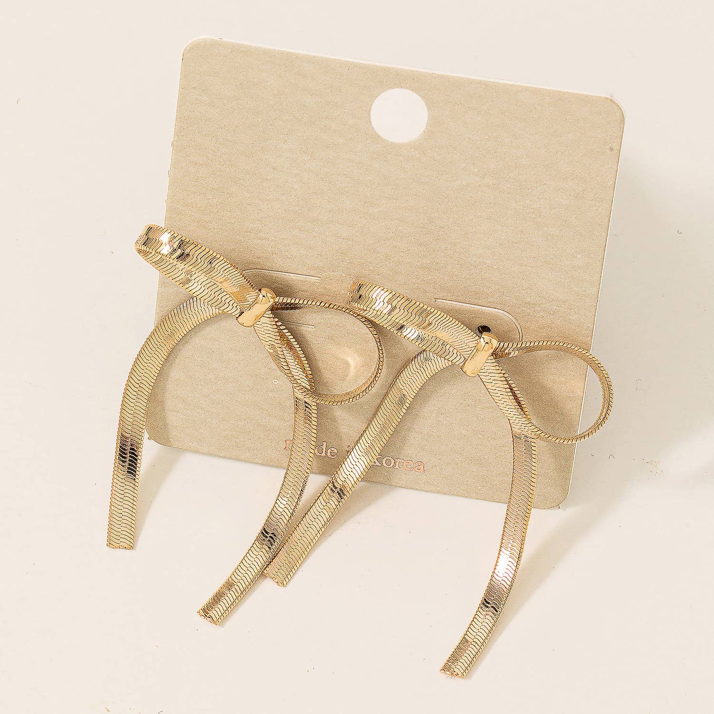 Gold Chain Ribbon Bow Earrings
