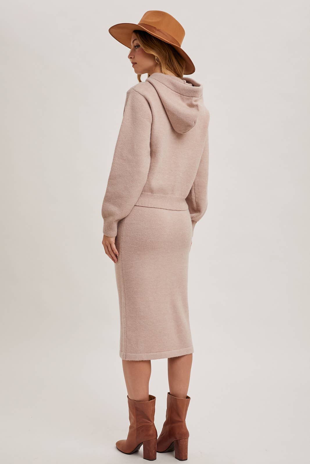 Oatmeal Knit Hoodie + Pencil Skirt