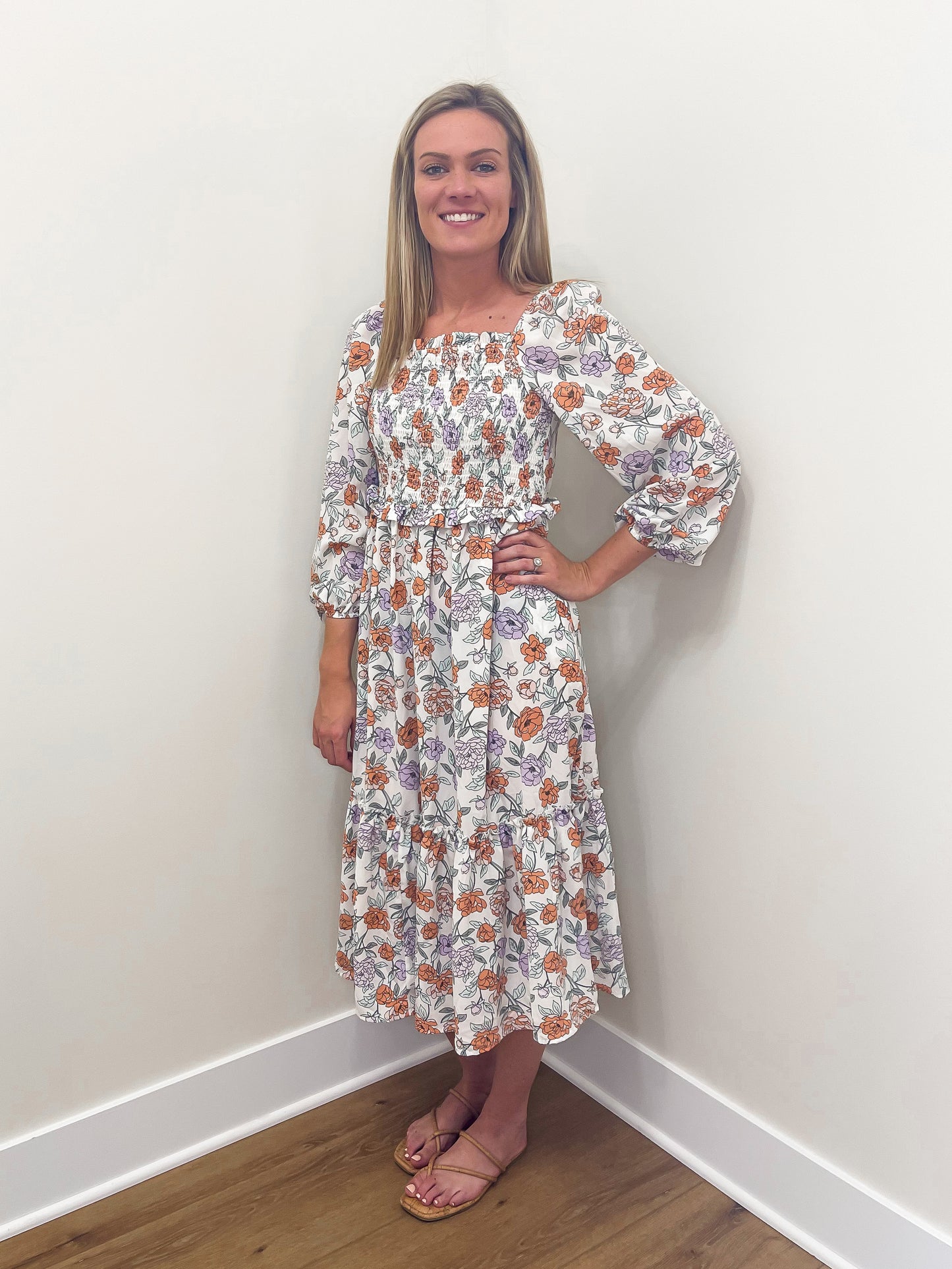 Multicolor Smocked Floral Dress