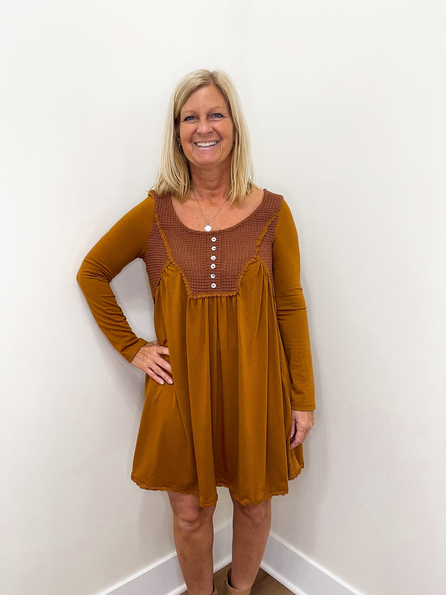 Textured Burnt Orange Dress