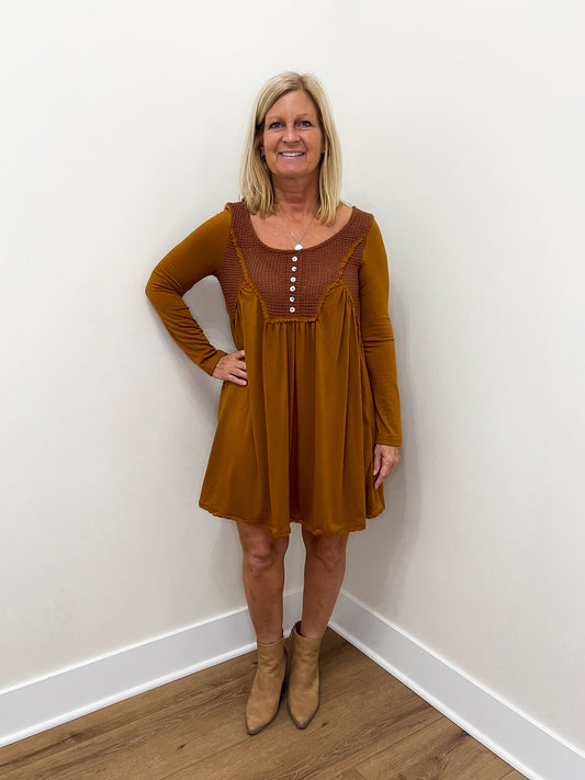 Textured Burnt Orange Dress