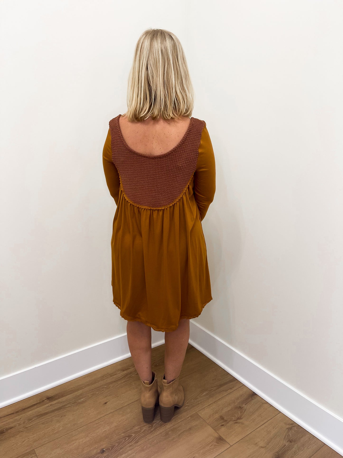 Textured Burnt Orange Dress