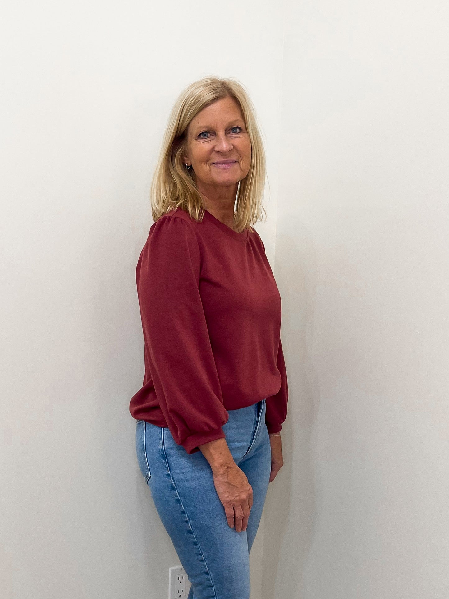 Burgundy Round Neck Top