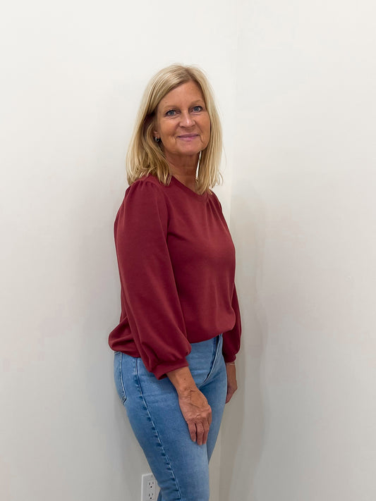 Burgundy Round Neck Top