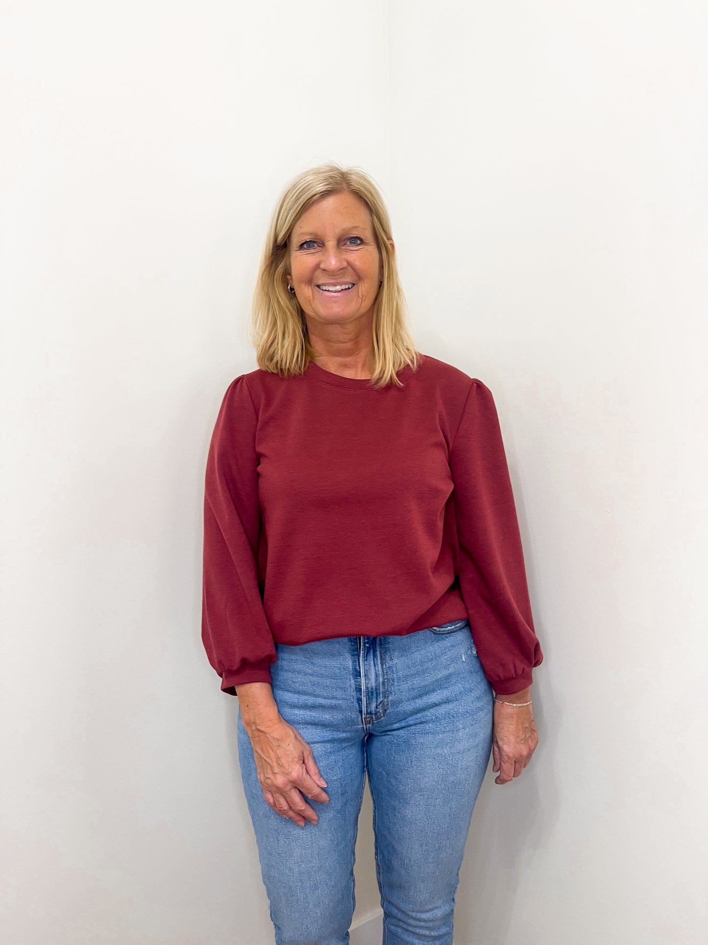 Burgundy Round Neck Top
