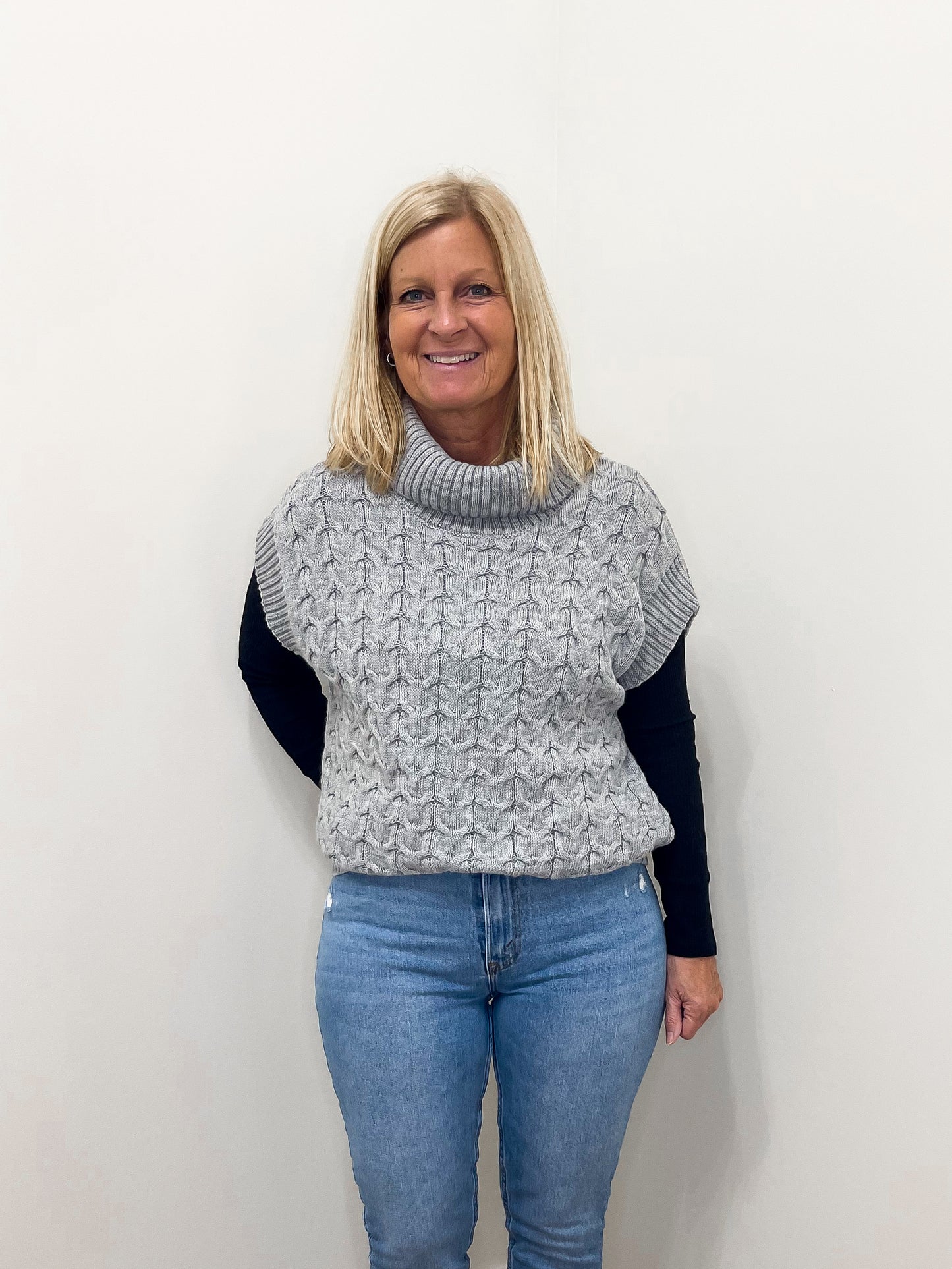Grey Batwing Sleeve Sweater