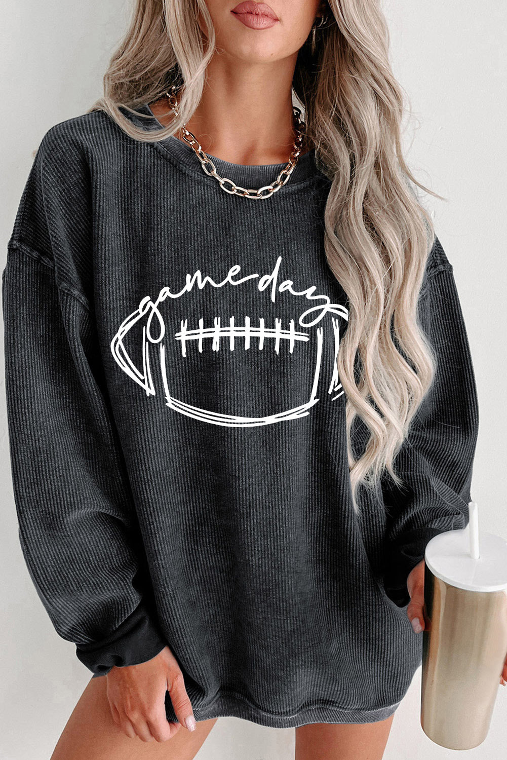 Black Corded Game Day Sweatshirt