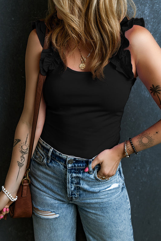 Black Ruffled Tank