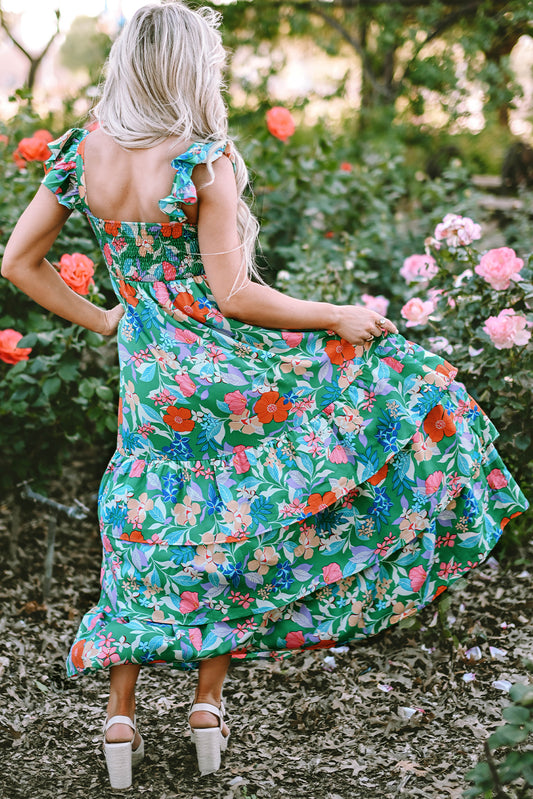 Green Floral Maxi Dress