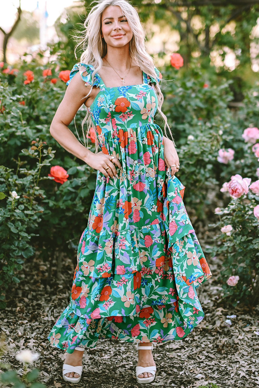 Green Floral Maxi Dress