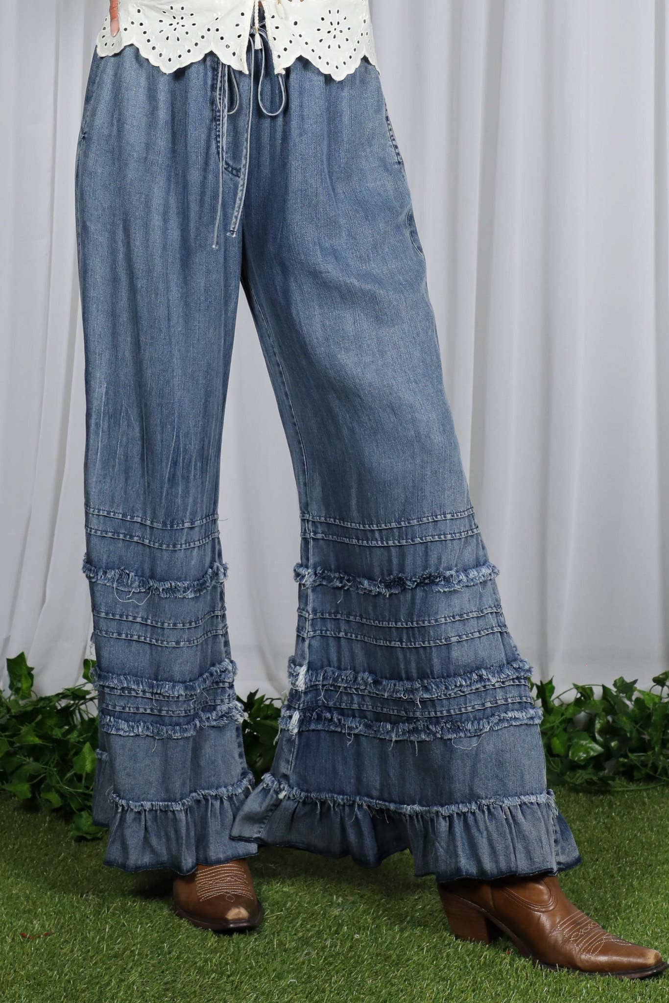 Flared Ruffle Denim
