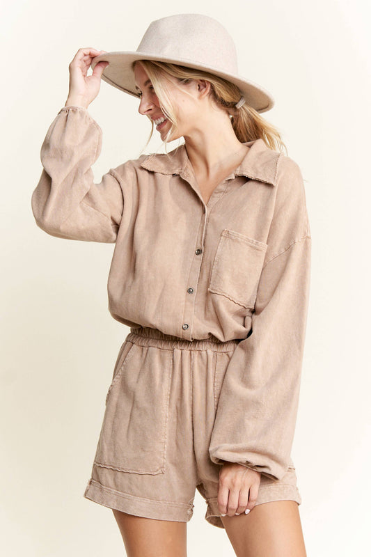 Latte Button Down Romper