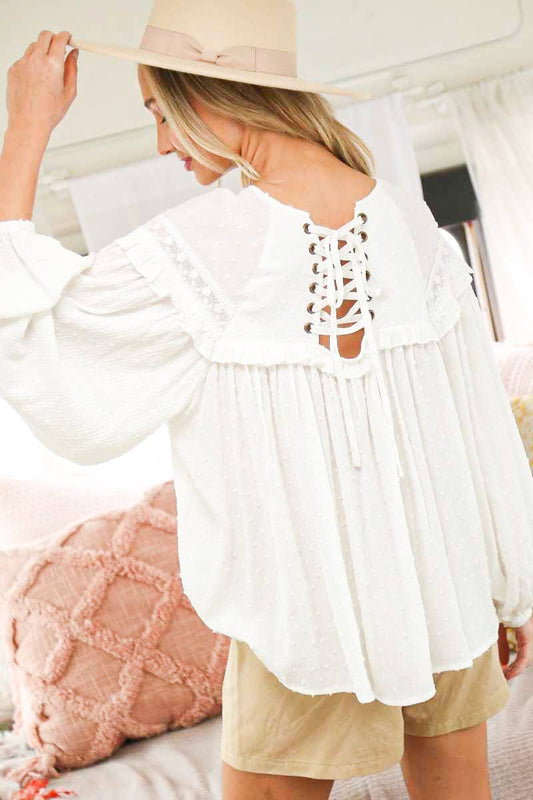 Off White Lace Patterned Blouse