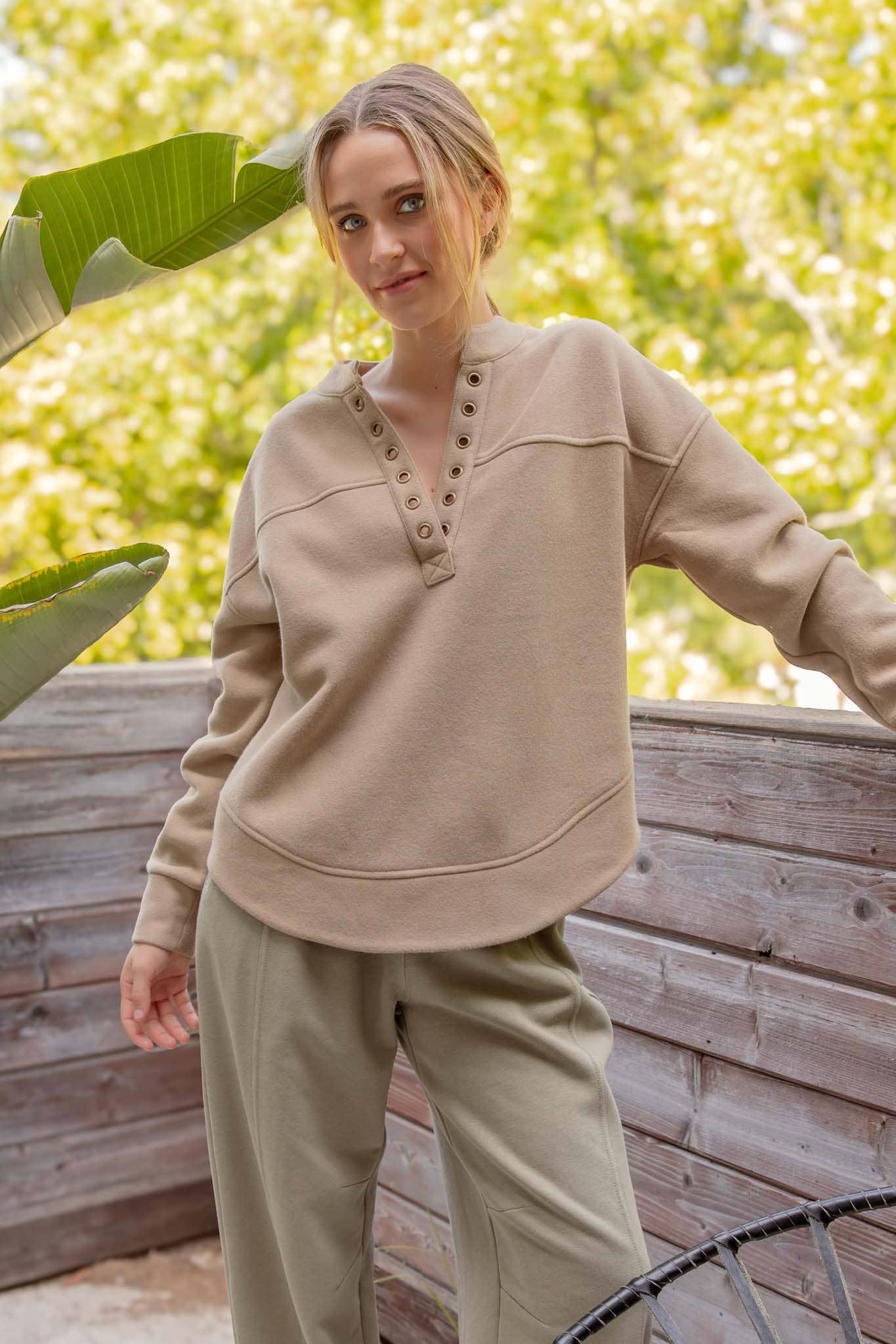 Taupe Spliced Long Sleeve