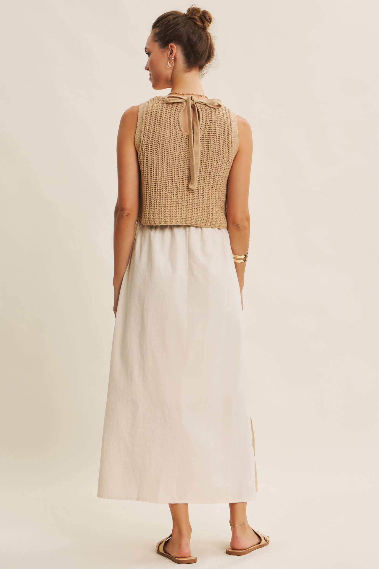 Latte Chunky Sweater Midi Dress