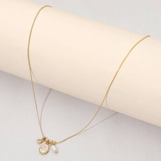 Floral Charm Pendant Necklace