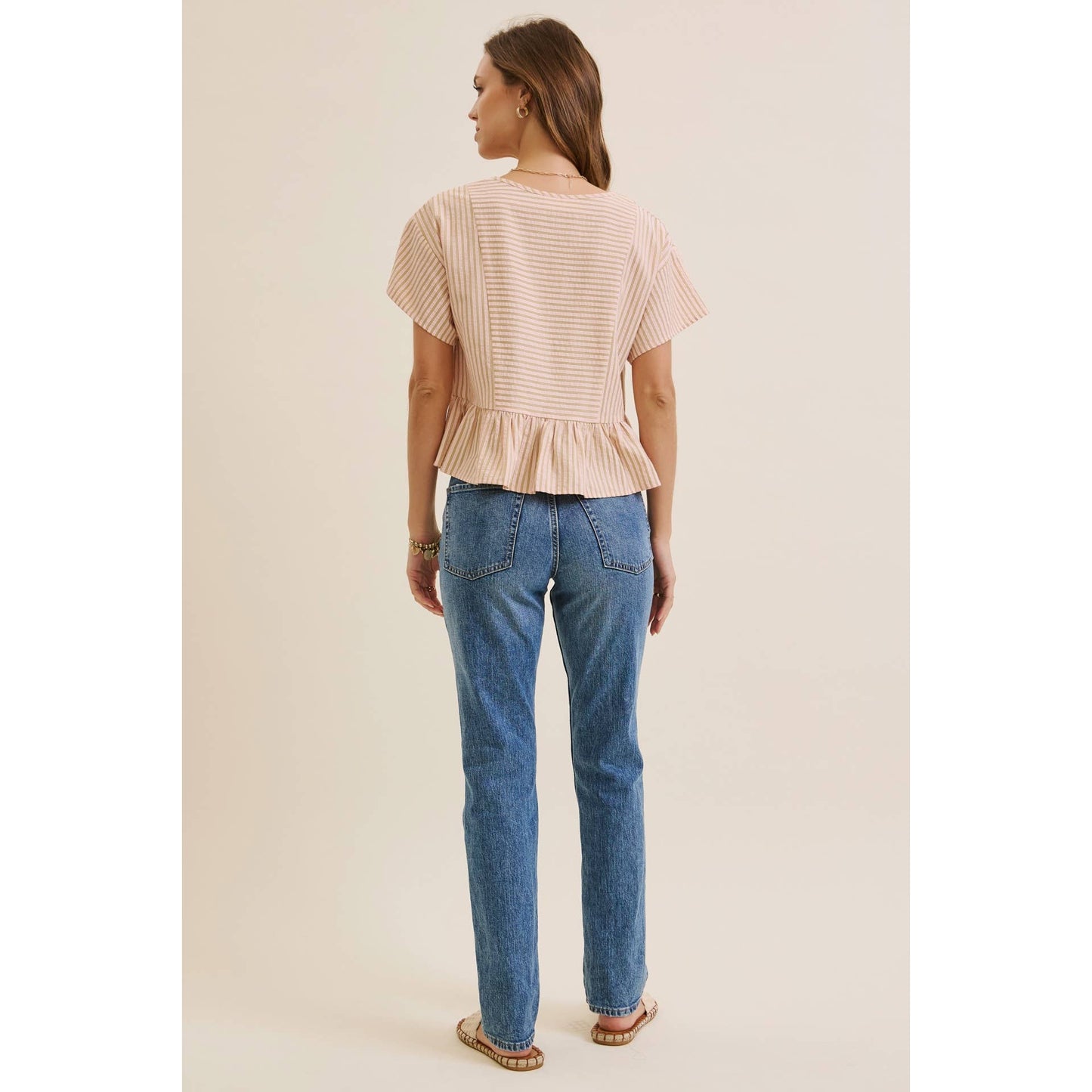 Salmon Stripe Peplum