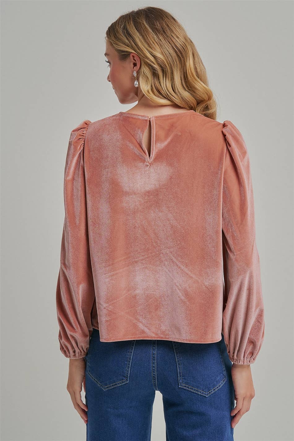 ROMANTIC HOLIDAY VELVET BLOUSE TOP _JLT00304-02: BROWN / S-M-L(2-2-2)