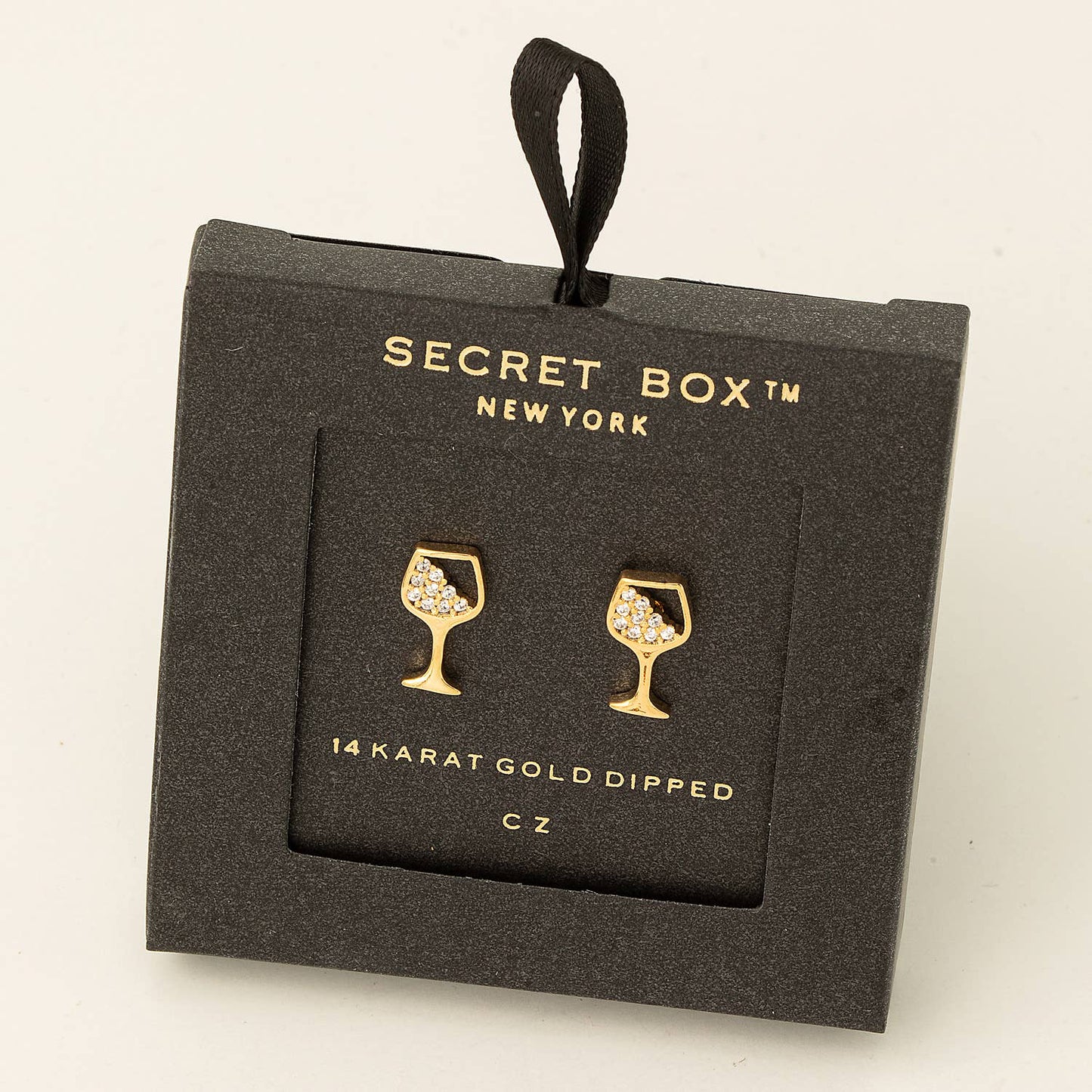 Gold Wine Glass Stud