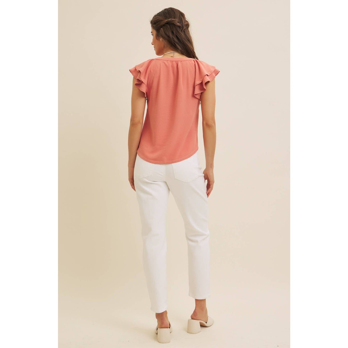Terracotta Ruffle Blouse
