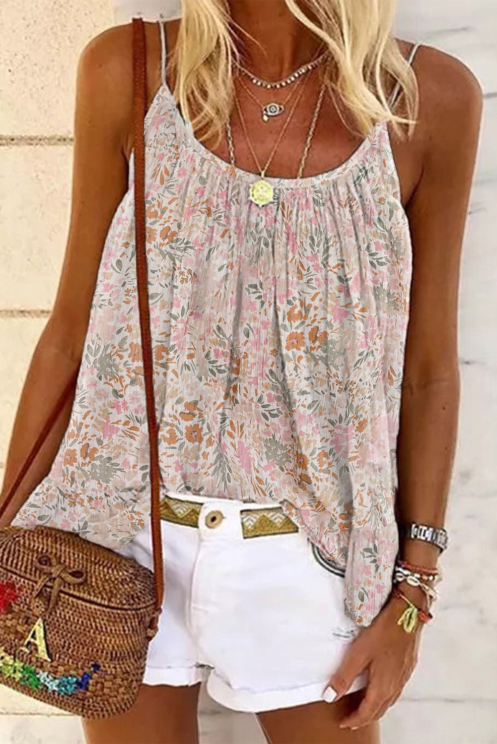 White Floral Tank