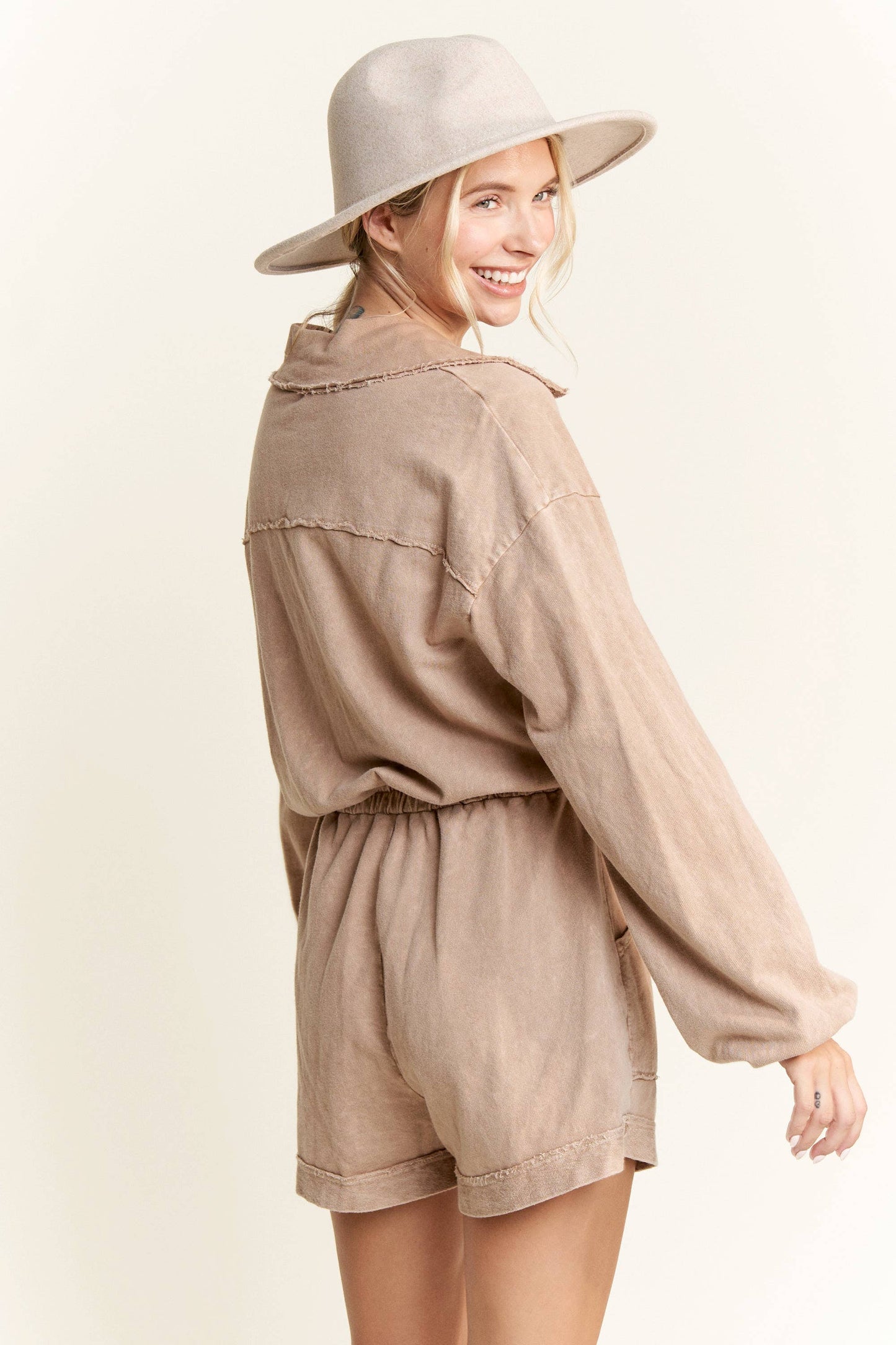 Latte Button Down Romper