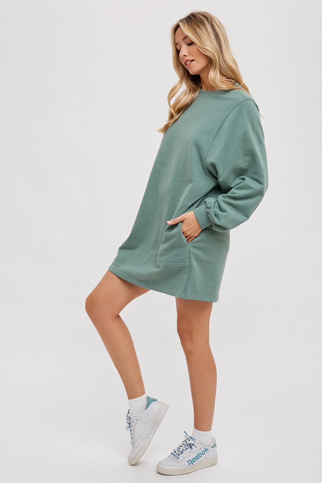 Fern Green French Terry Mini Dress