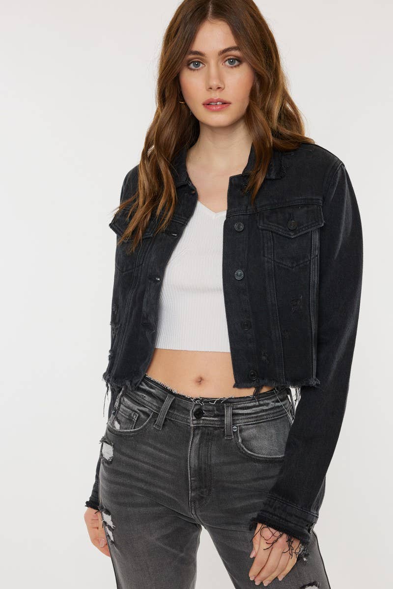 Black Fray Hem Jacket