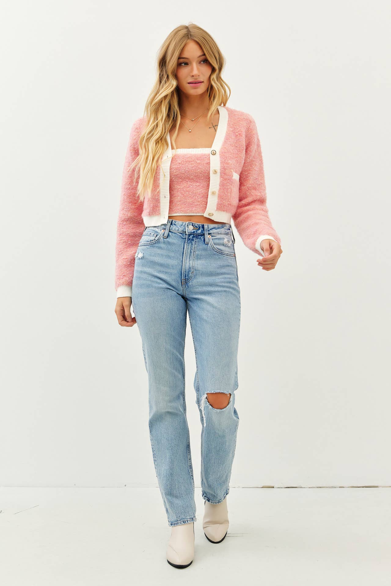 Pink Lily Tube & Cardigan