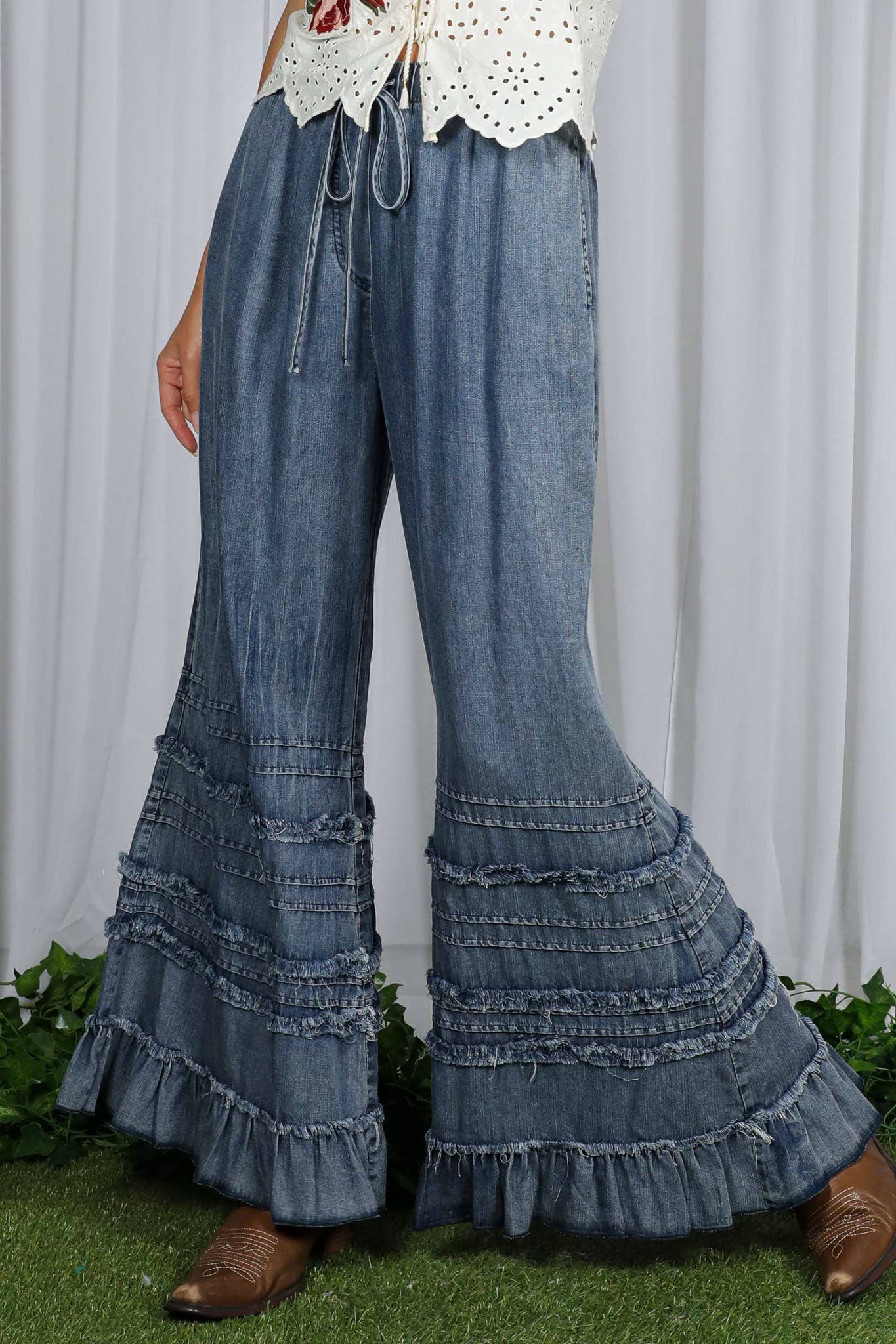 Flared Ruffle Denim