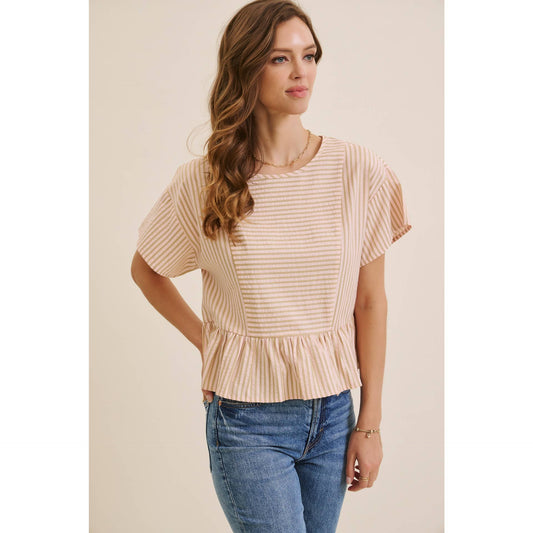 Salmon Stripe Peplum