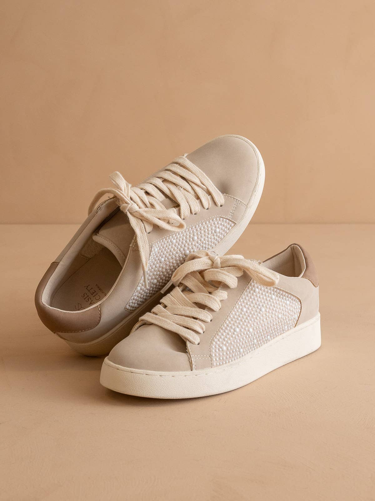 Pearl Studded Paneled Sneaker