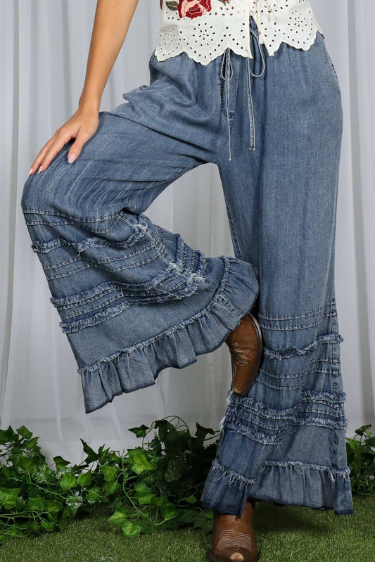 Flared Ruffle Denim