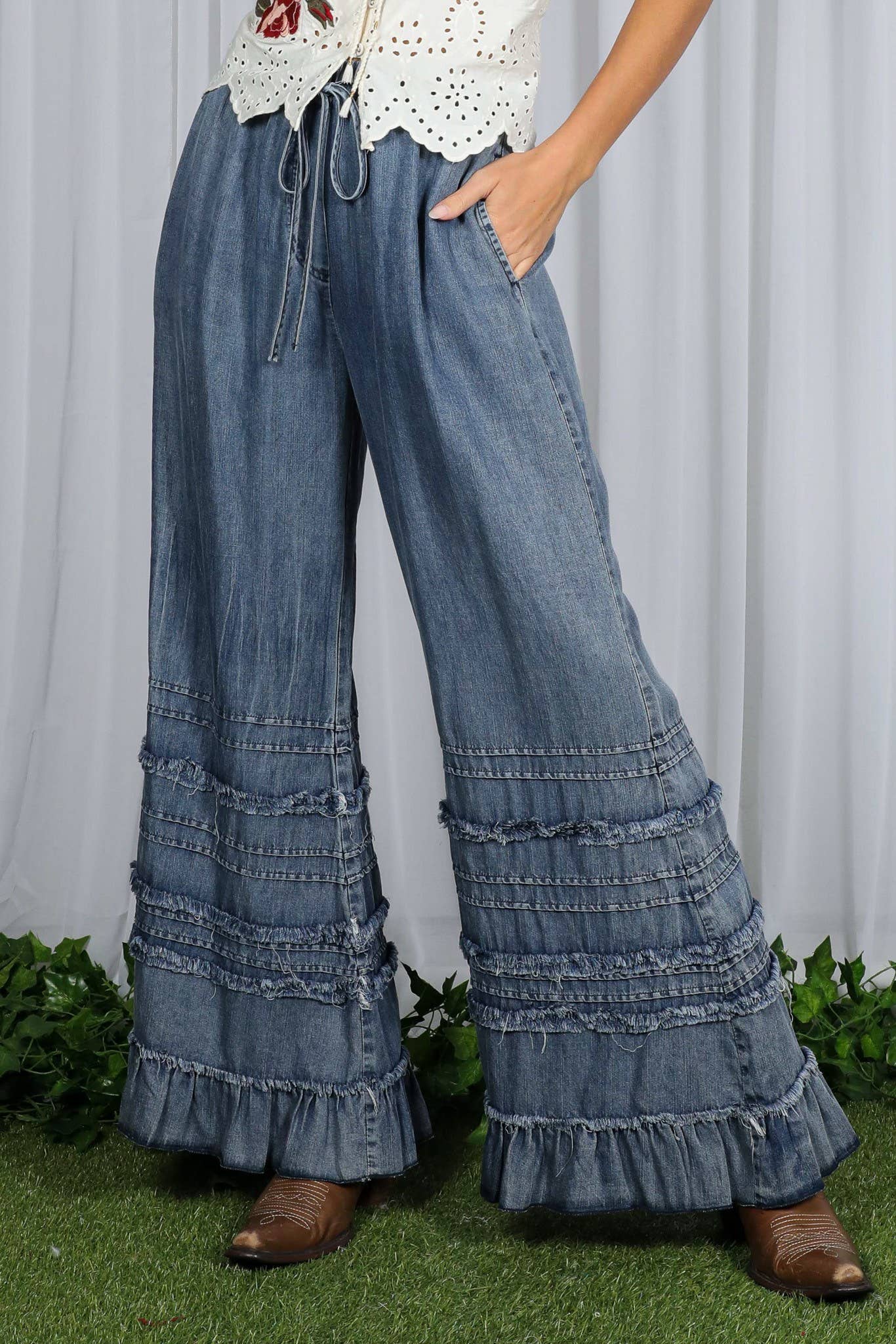 Flared Ruffle Denim