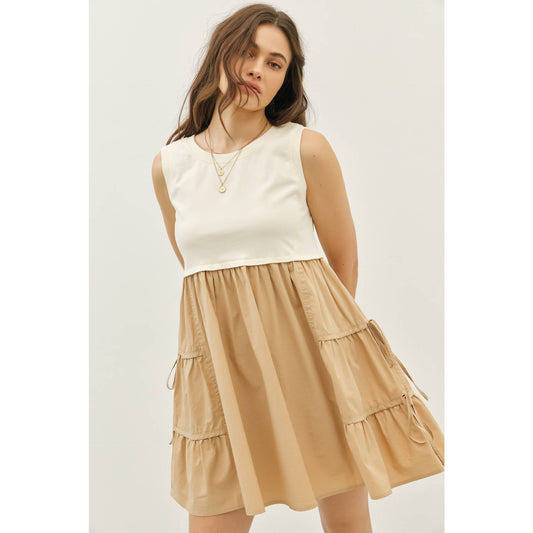 Cream & Latte Ruffled Bow Dress