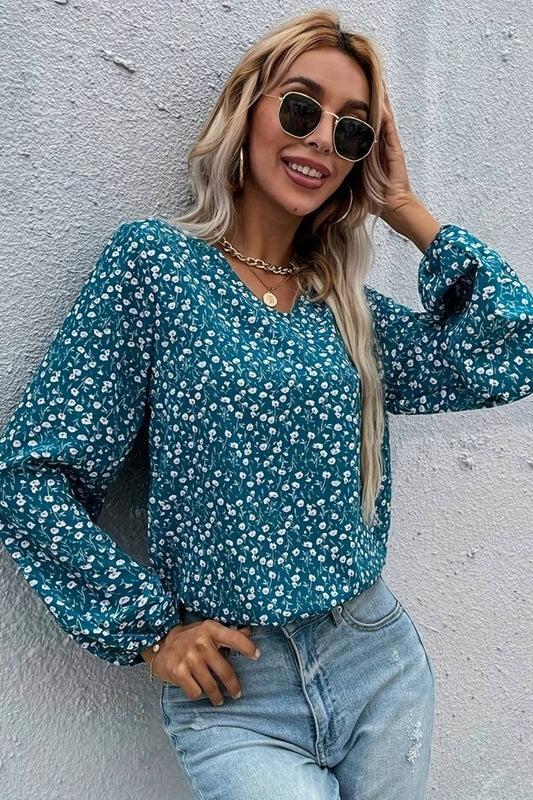Blue Floral Long Sleeved