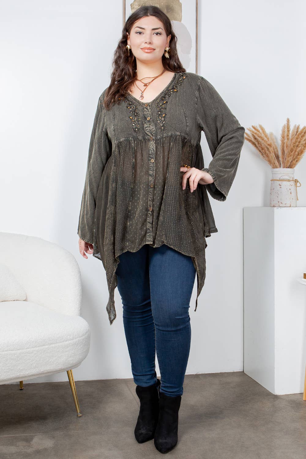 Stonewashed Women Top