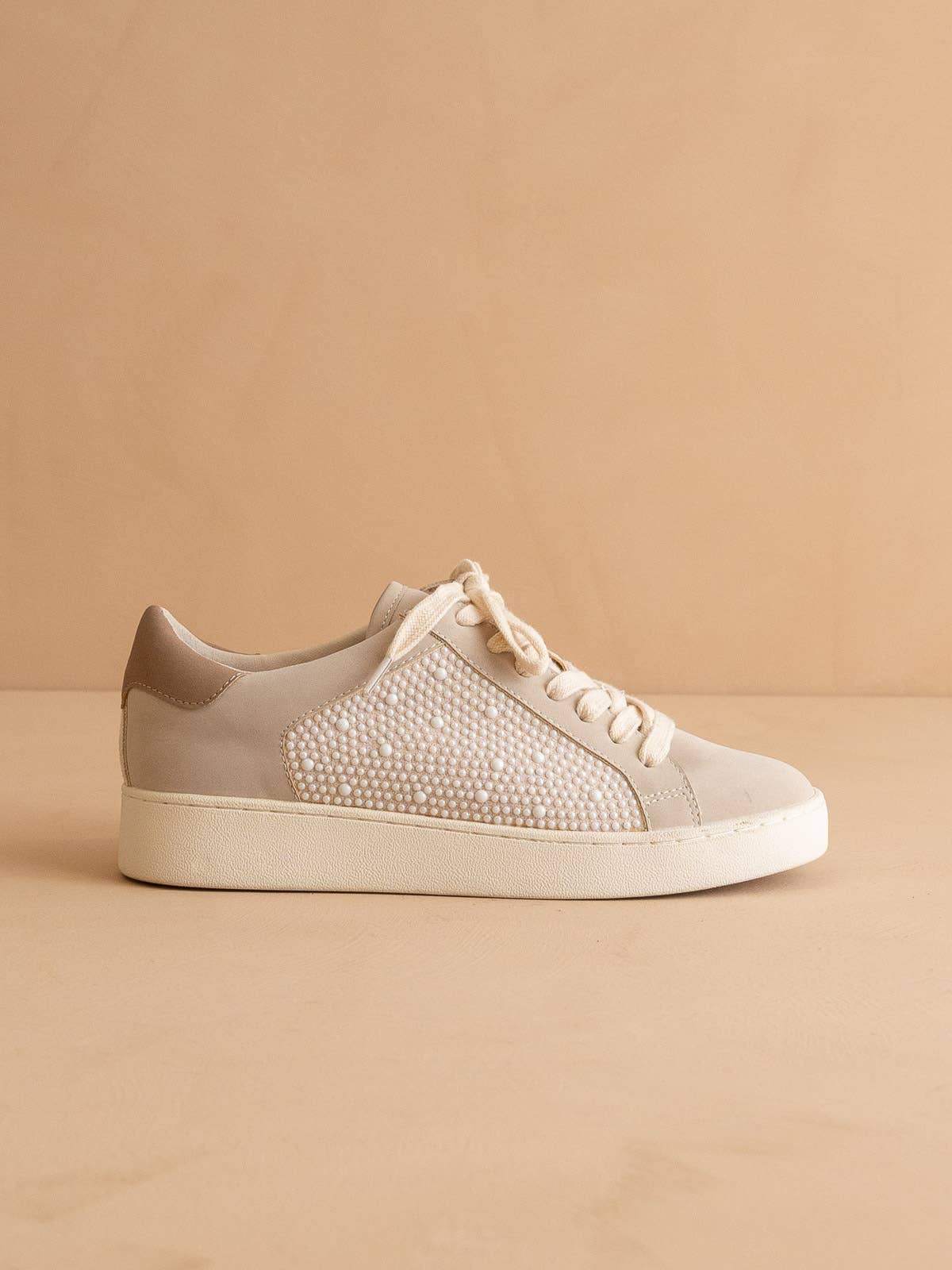 Pearl Studded Paneled Sneaker