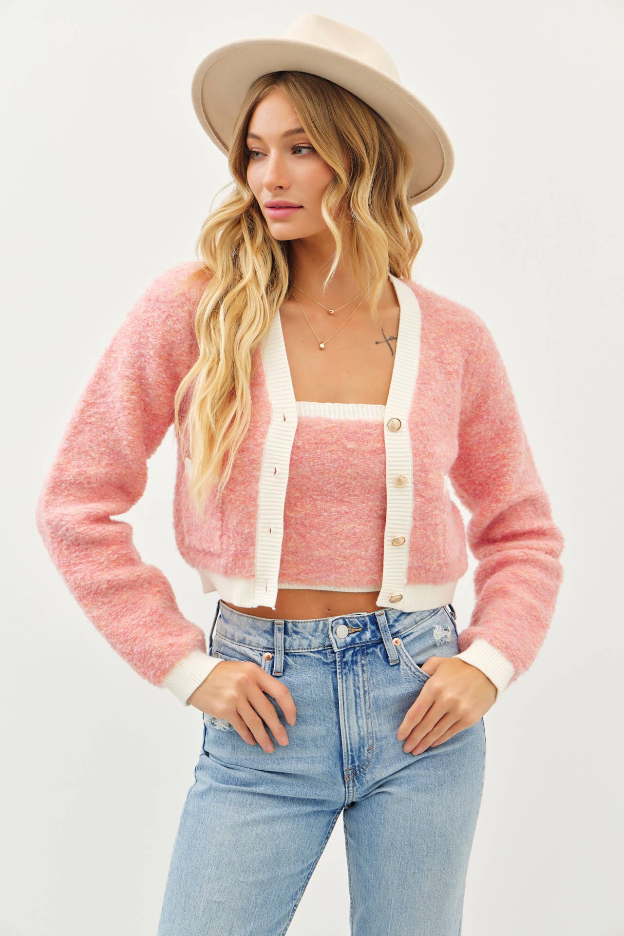Pink Lily Tube & Cardigan