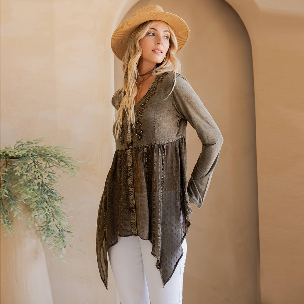 Stonewashed Women Top