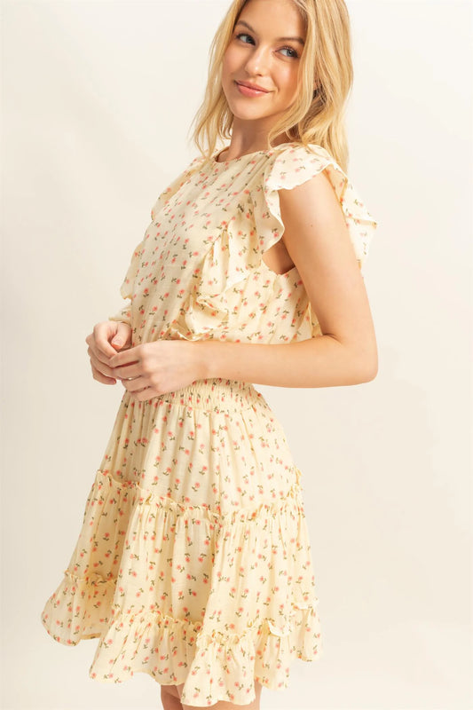 Butter Floral Ruffle Mini Dress